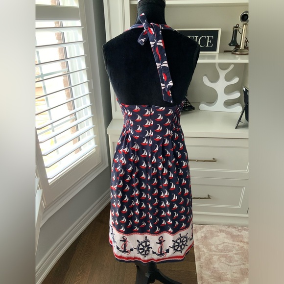ANTHROPOLOGIE Postmark Winward Nautical Sailboat Halter Dress Women’s SZ USA 2 - Picture 13 of 16